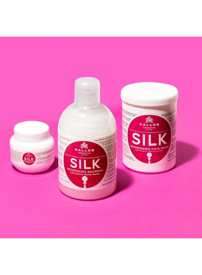 Kallos KJMN Silk Nourishing Hair Mask for Dry, Fragile and Dull Hair, Enhances Texture and Shine, Boosts Elasticity with Olive Oil and Silk Protein - 1L - Image 3
